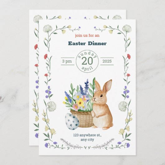 Editable Easter Potluck Invitation 招待状 (正面/裏面)