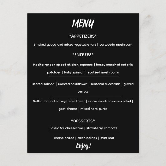 Editable Elegant Black and White Menu Flyer チラシ (正面)