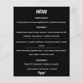 Editable Elegant Black and White Menu Flyer チラシ