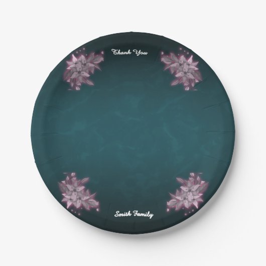 Editable Elegant Floral Paper Plates ペーパープレート (正面)