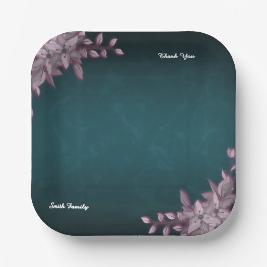 Editable Elegant Floral Paper Plates ペーパープレート (正面)