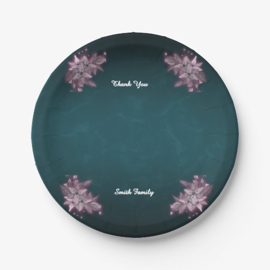 Editable Elegant Floral Paper Plates ペーパープレート (正面)