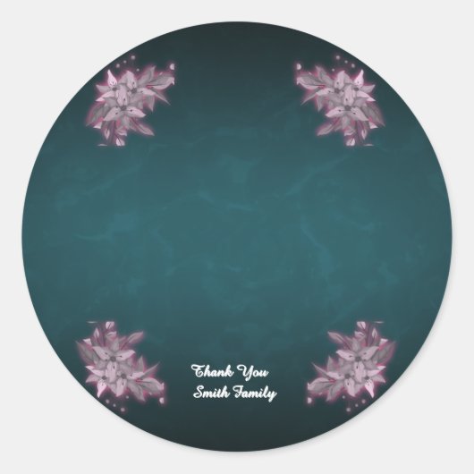 Editable Elegant Floral Paper Plates ラウンドシール (正面)