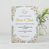 Editable Elegant Sage Gold Wedding Invitation 招待状 (スタンド正面)