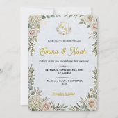 Editable Elegant Sage Gold Wedding Invitation 招待状 (正面)