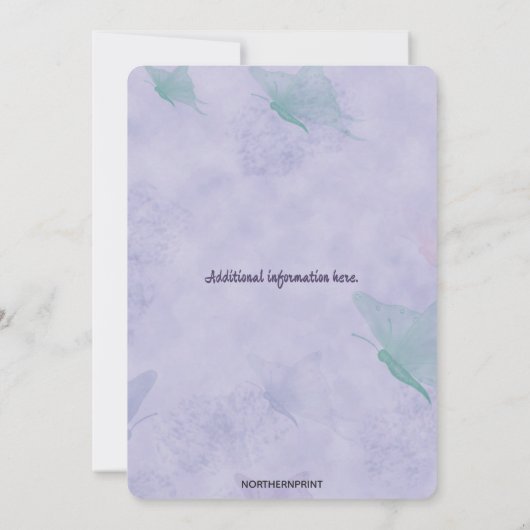 Editable Elephant Three Balloons and a Butterfly 招待状 (裏面)