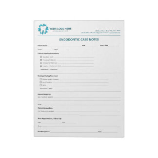 Editable Endodontic Treatment Progress Notepad ノートパッド