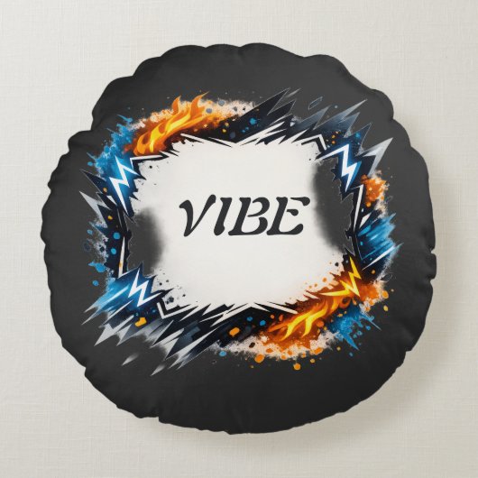 Editable Energy Frame Design – Custom Text  ラウンドクッション (正面)