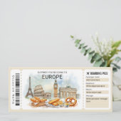 Editable Europe Trip Boarding Pass Ticket 招待状 (スタンド正面)