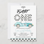 Editable Fast ONE Birthday Invitation Race Car 1st 招待状 (正面)