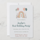  Editable First Birthday Party Invitation 招待状 (正面)