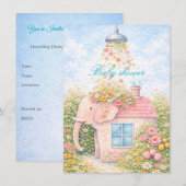 Editable Floral Baby Shower Invitation  招待状 (正面/裏面)