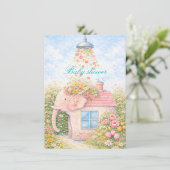 Editable Floral Baby Shower Invitation  招待状 (スタンド正面)