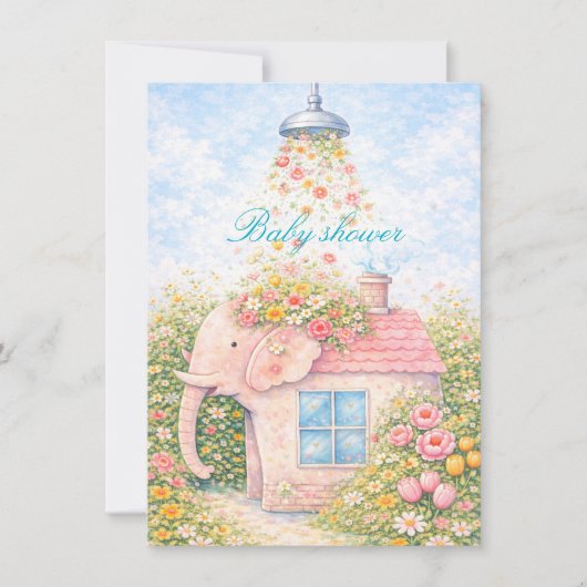 Editable Floral Baby Shower Invitation  招待状 (正面)