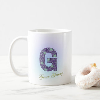 Editable Floral Letter G Monogram Personalized コーヒーマグカップ