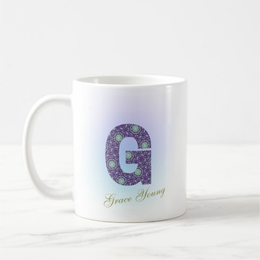 Editable Floral Letter G Monogram Personalized コーヒーマグカップ (左)