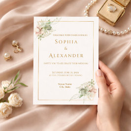 Editable Floral Wedding Invitation Template  招待状