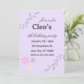 Editable flower birthday invitation 招待状 (スタンド正面)