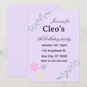 Editable flower birthday invitation 招待状 (正面/裏面)