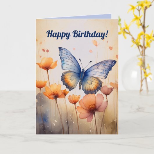 Editable Flowers and Butterfly カード (黄色い花)