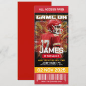 Editable Football Ticket Birthday Invitation  招待状 (正面/裏面)