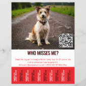 Editable Found Dog Poster With QR Code & Tear‑Off チラシ (正面)