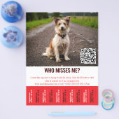 Editable Found Dog Poster With QR Code & Tear‑Off チラシ (シングル)