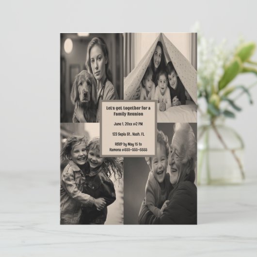 Editable Four Photo Party 招待状 (スタンド正面)