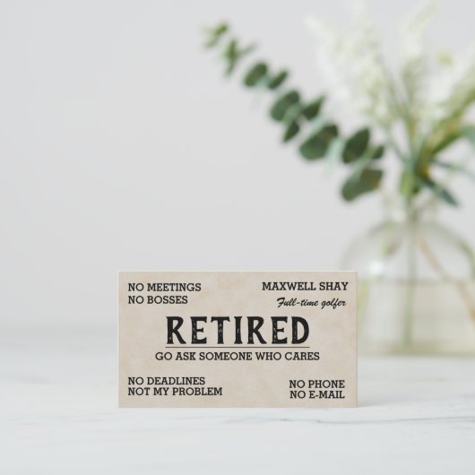 Editable Funny Retirement  名刺 (スタンド正面)