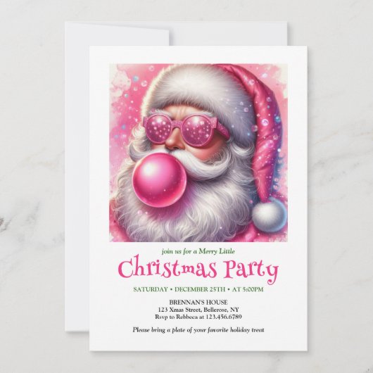 Editable Funny Santa Heart Glasses Christmas  招待状 (正面)