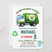Editable Garbage Truck Birthday Party Invitation 招待状 (正面)
