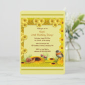 Editable Garden Sunflowers Daisies Toadstool Robin 招待状 (スタンド正面)