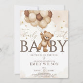 EDITABLE Gender Neutral Bear Baby Shower Invitatio 招待状 (正面)