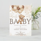 EDITABLE Gender Neutral Bear Baby Shower Invitatio 招待状 (スタンド正面)