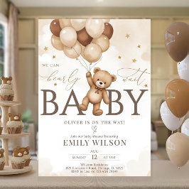 EDITABLE Gender Neutral Bear Baby Shower Invitatio 招待状