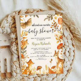 Editable Gender Neutral Fall Woodland Baby Shower 招待状