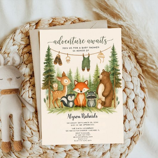 Editable Gender Neutral Fall Woodland Baby Shower 招待状