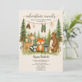 Editable Gender Neutral Fall Woodland Baby Shower 招待状 (スタンド正面)