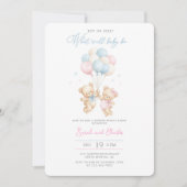 Editable Gender Reveal Bear Baby Shower Invitation 招待状 (正面)