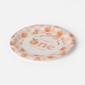 Editable Gingham Peach Paper Plates ペーパープレート (アングル)