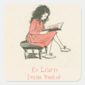 Editable Girl読's a Book蔵書票 スクエアシール (正面)
