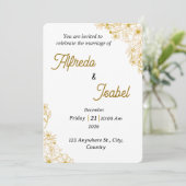 Editable Gold Floral Wedding Invitation Template 招待状 (スタンド正面)