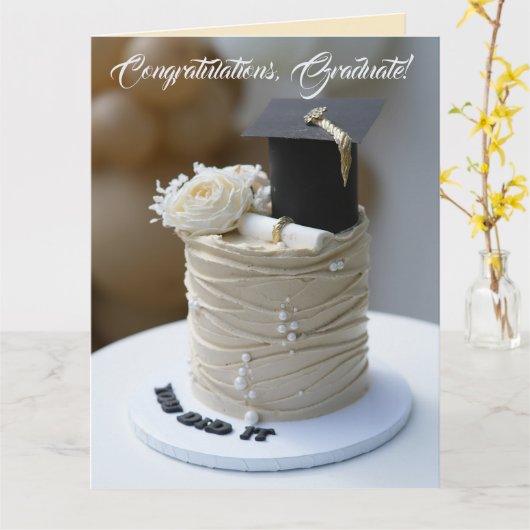 Editable Graduation Cake カード (黄色い花)
