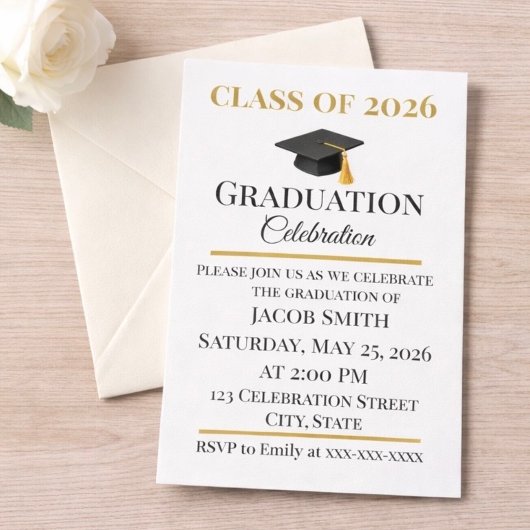 Editable Graduation Invitation 5x7  招待状