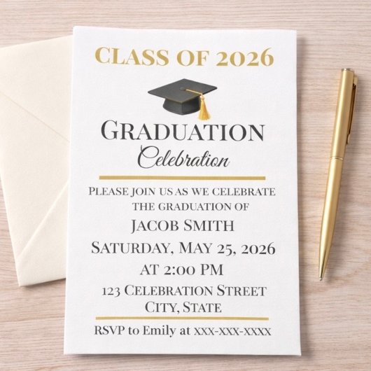 Editable Graduation Invitation 5x7  招待状