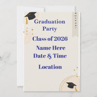Editable Graduation Invitation 7x5 – Minimal Horiz シーズンカード