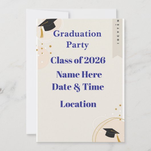 Editable Graduation Invitation 7x5 – Minimal Horiz シーズンカード (正面)
