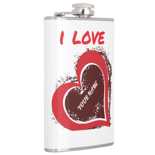 Editable Grunge Heart Love Design – Add Your Text フラスク (右)