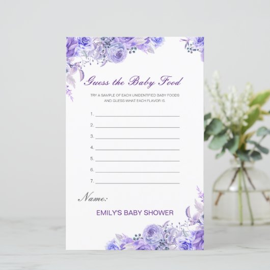 Editable Guess the Baby Food Baby Shower Game (スタンド正面)