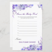 Editable Guess the Baby Food Baby Shower Game (正面/裏面)